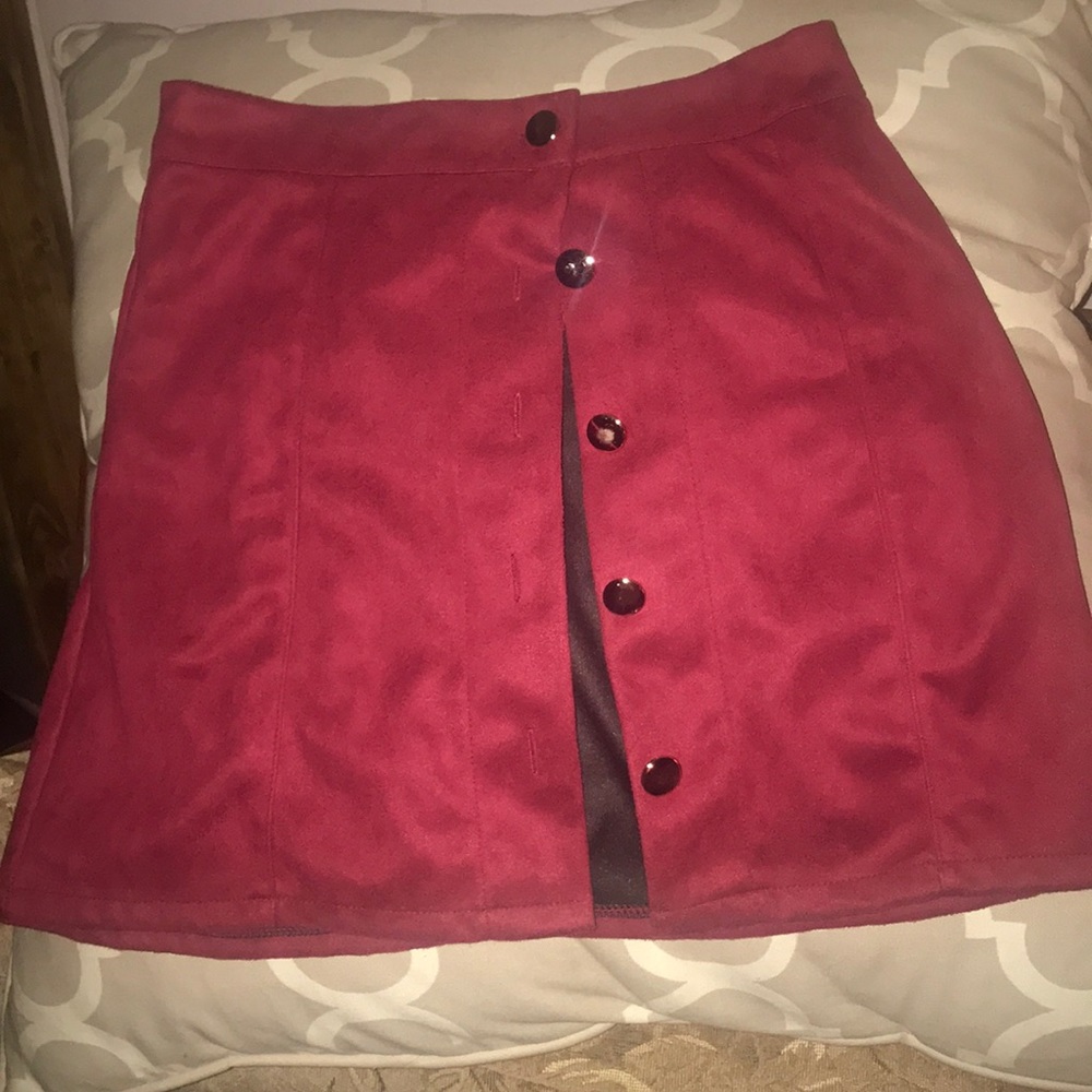 A button down velour skirt
